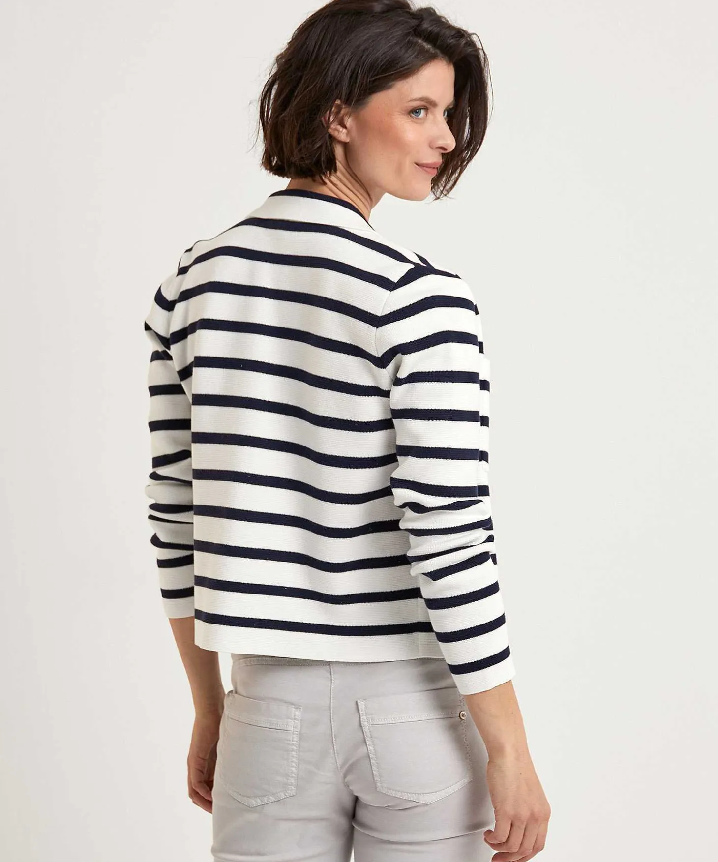 Blousevest Puntaknit Bretonse Streep