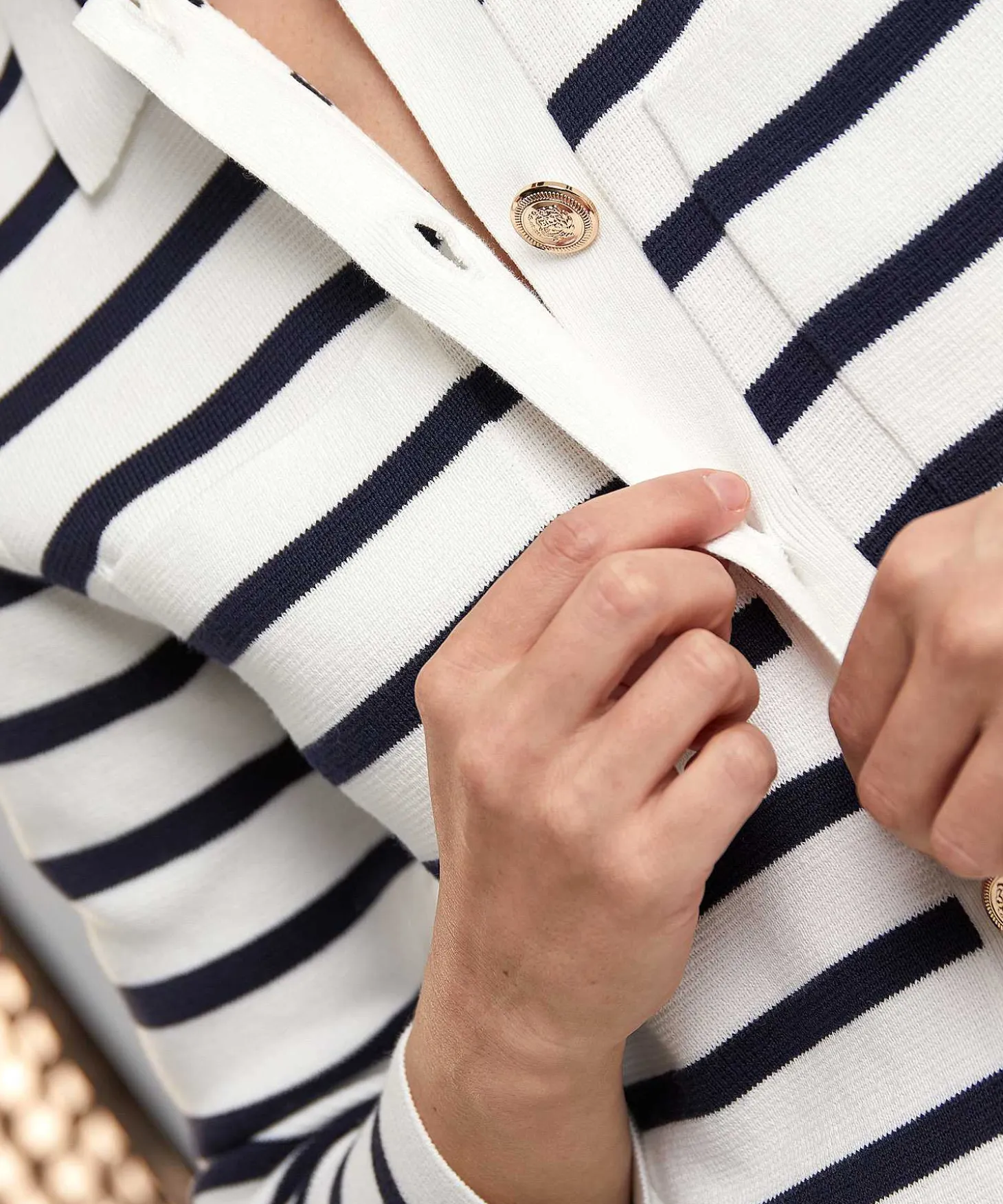 Blousevest Puntaknit Bretonse Streep