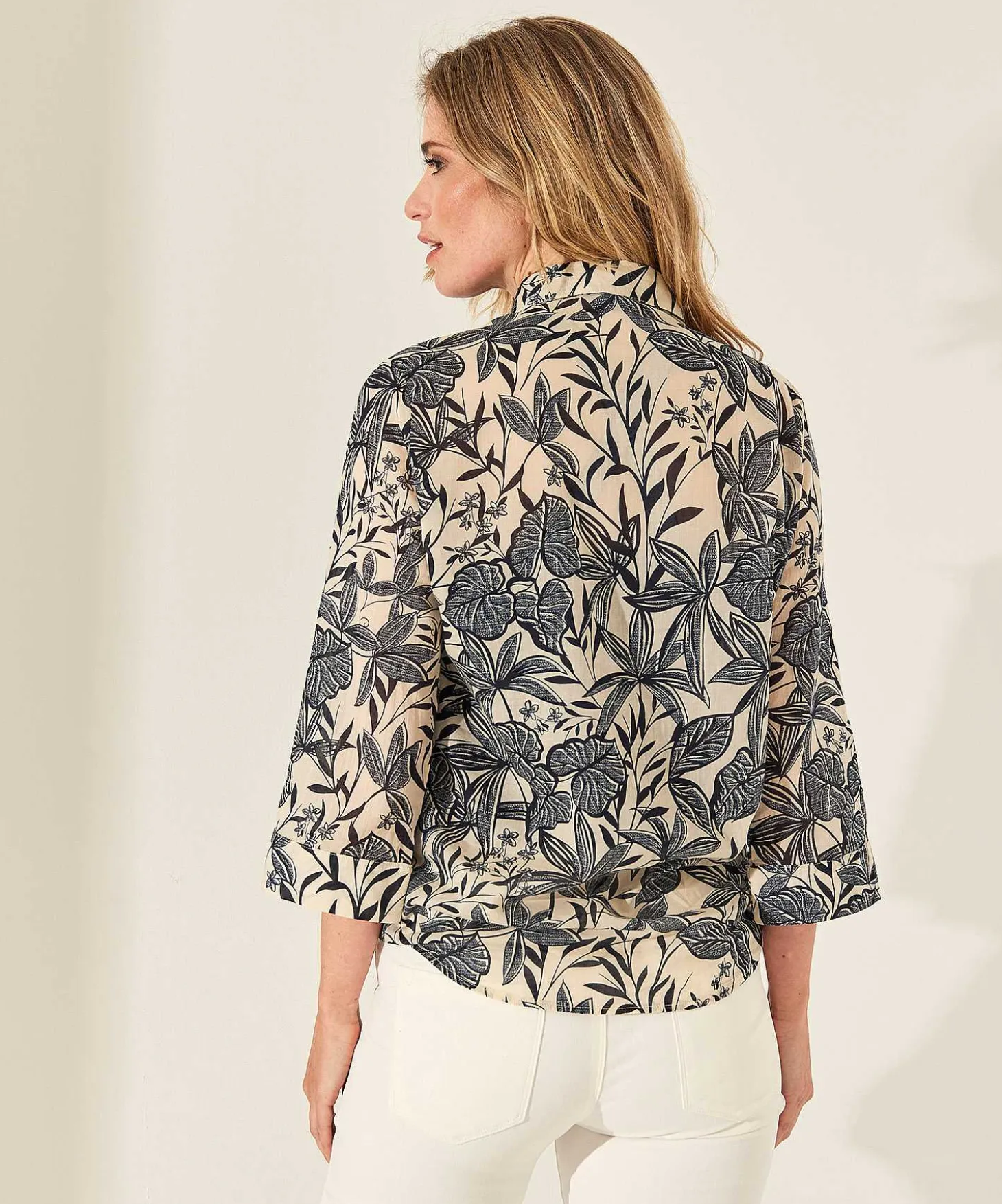 Cotton Voile Blouse Bladprint