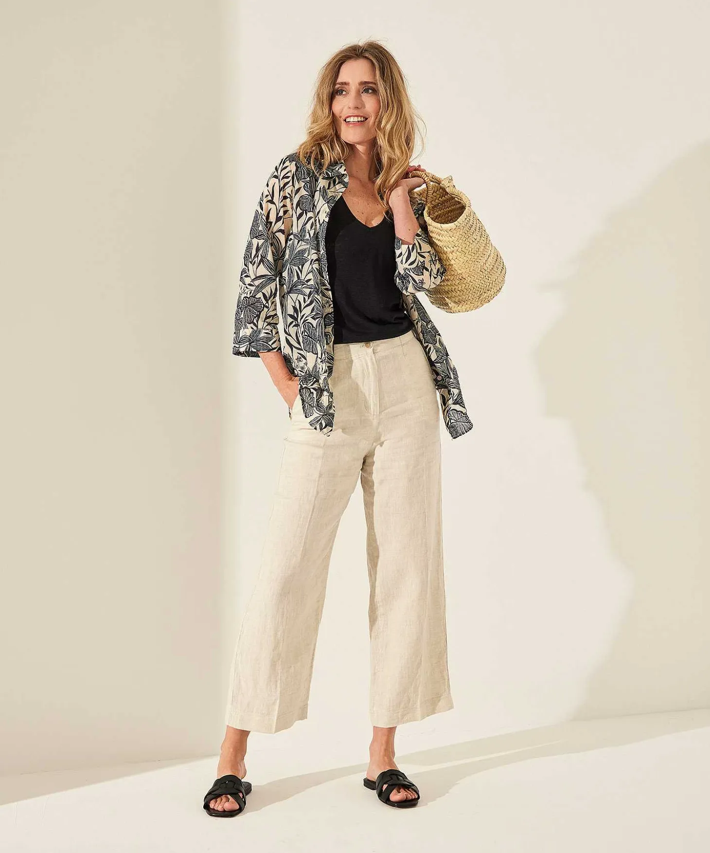 Cotton Voile Blouse Bladprint
