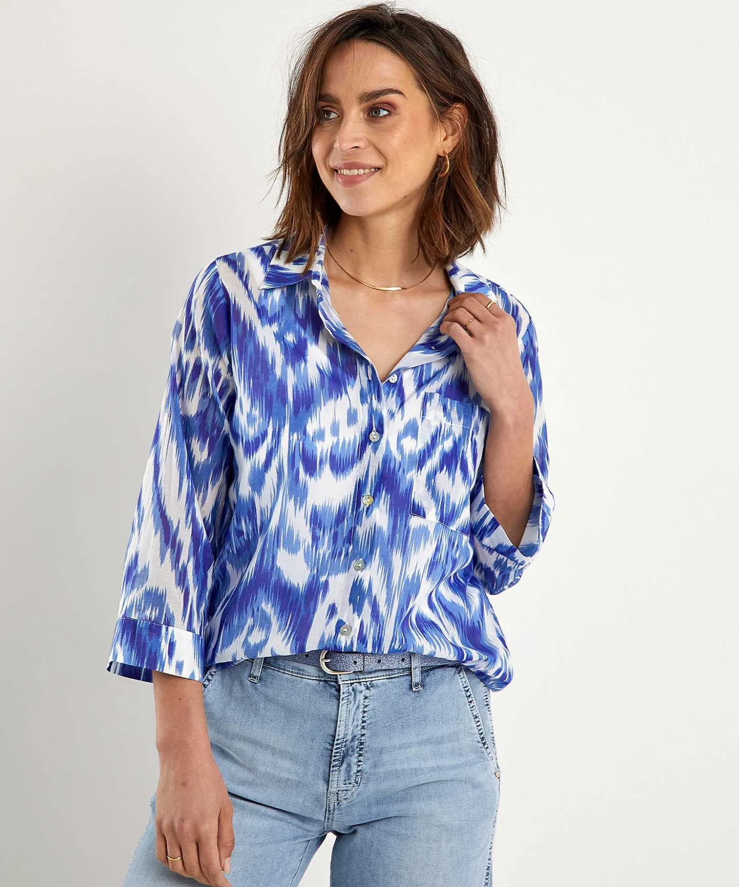Cotton Voile Blouse Ikat
