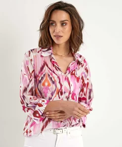 Cotton Voile Blouse Ikat Multicolor