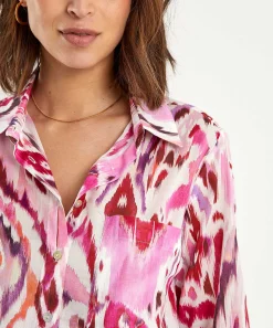 Cotton Voile Blouse Ikat Multicolor