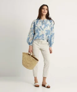 0039 Italy Cotton Voile Blouse Palmbomen Anni