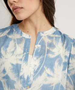 0039 Italy Cotton Voile Blouse Palmbomen Anni