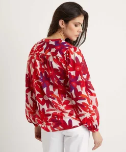 0039 Italy Cotton Voile Blouse Bloemen Anni
