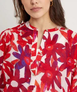 0039 Italy Cotton Voile Blouse Bloemen Anni