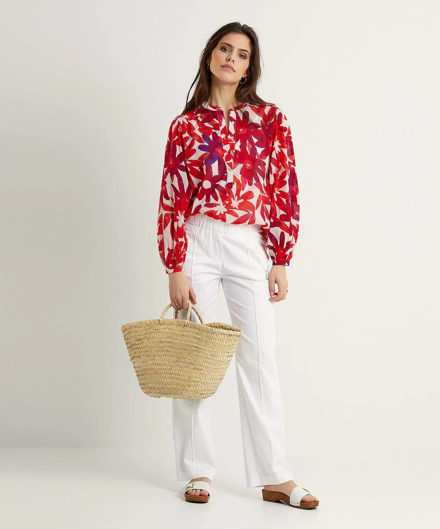 0039 Italy Cotton Voile Blouse Bloemen Anni