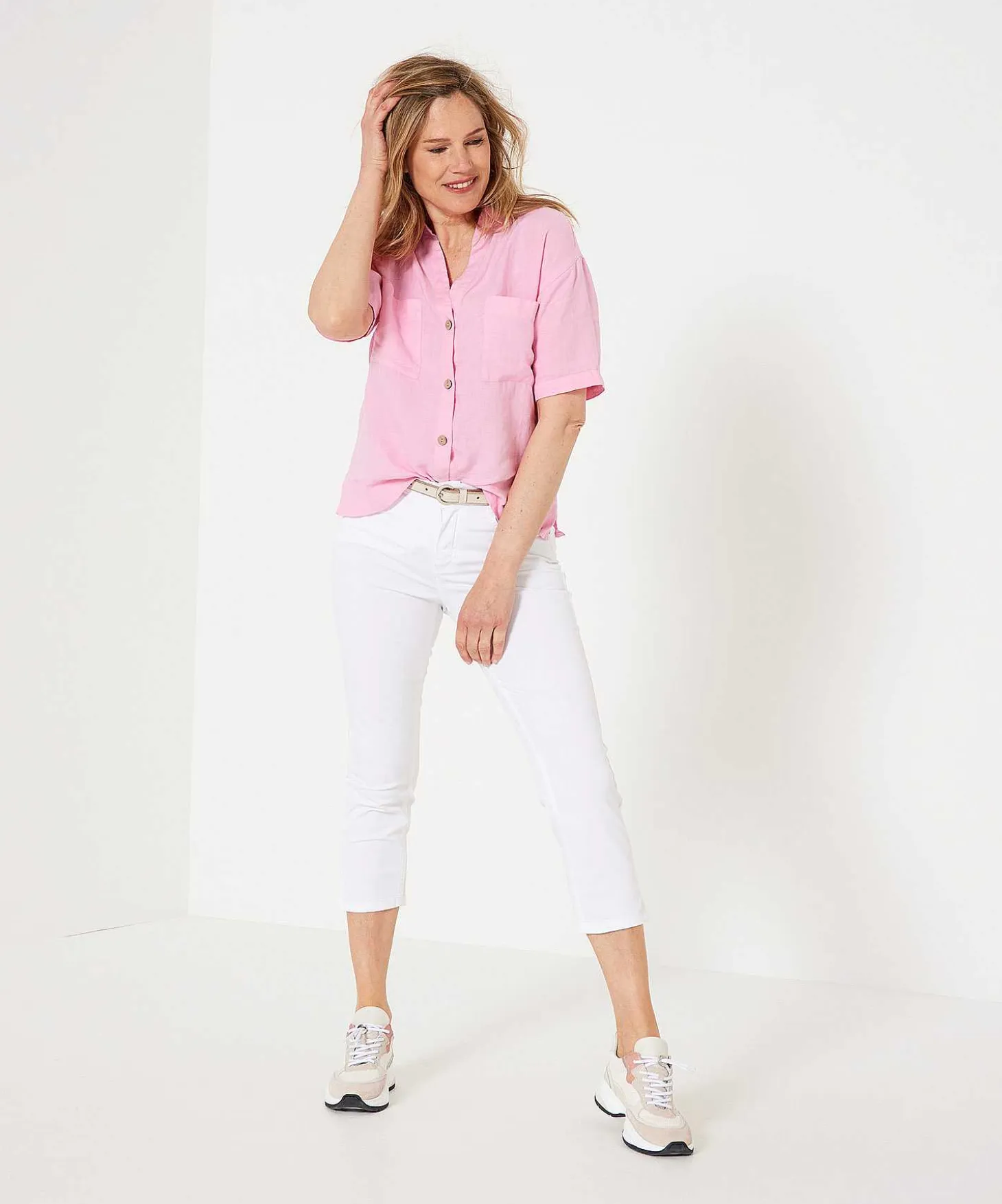 Linnen Blouse Korte Mouw