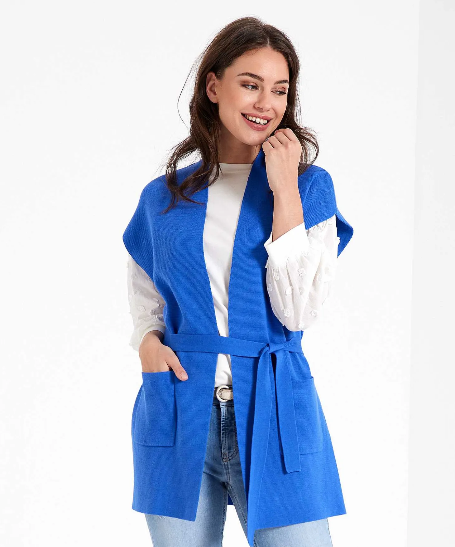 Mouwloos Vest Punta Knit Ceintuur