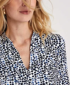 Shirt Met V-Hals Plooi Dots