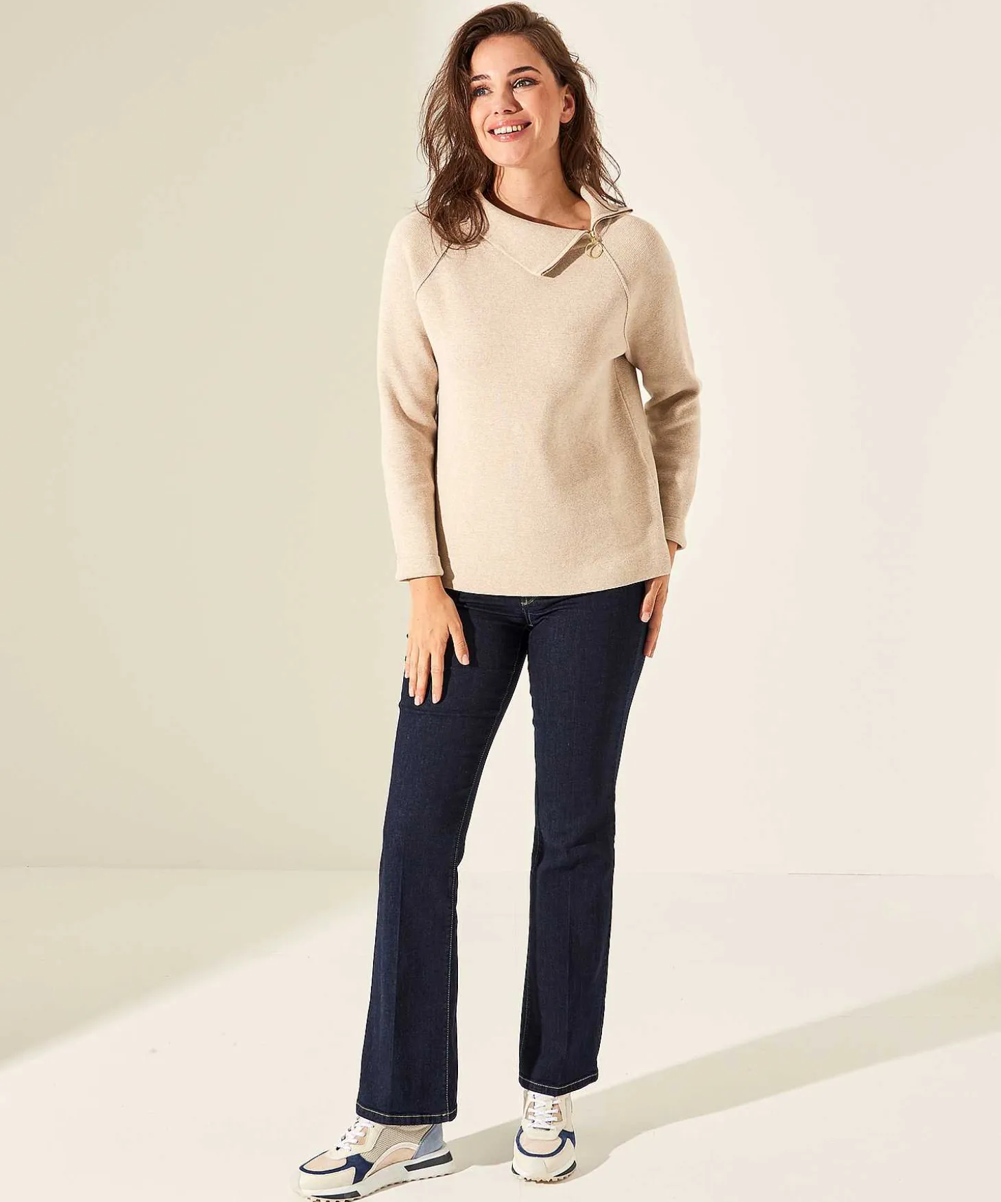 Trui Asymmetrische Rits Punta Knit