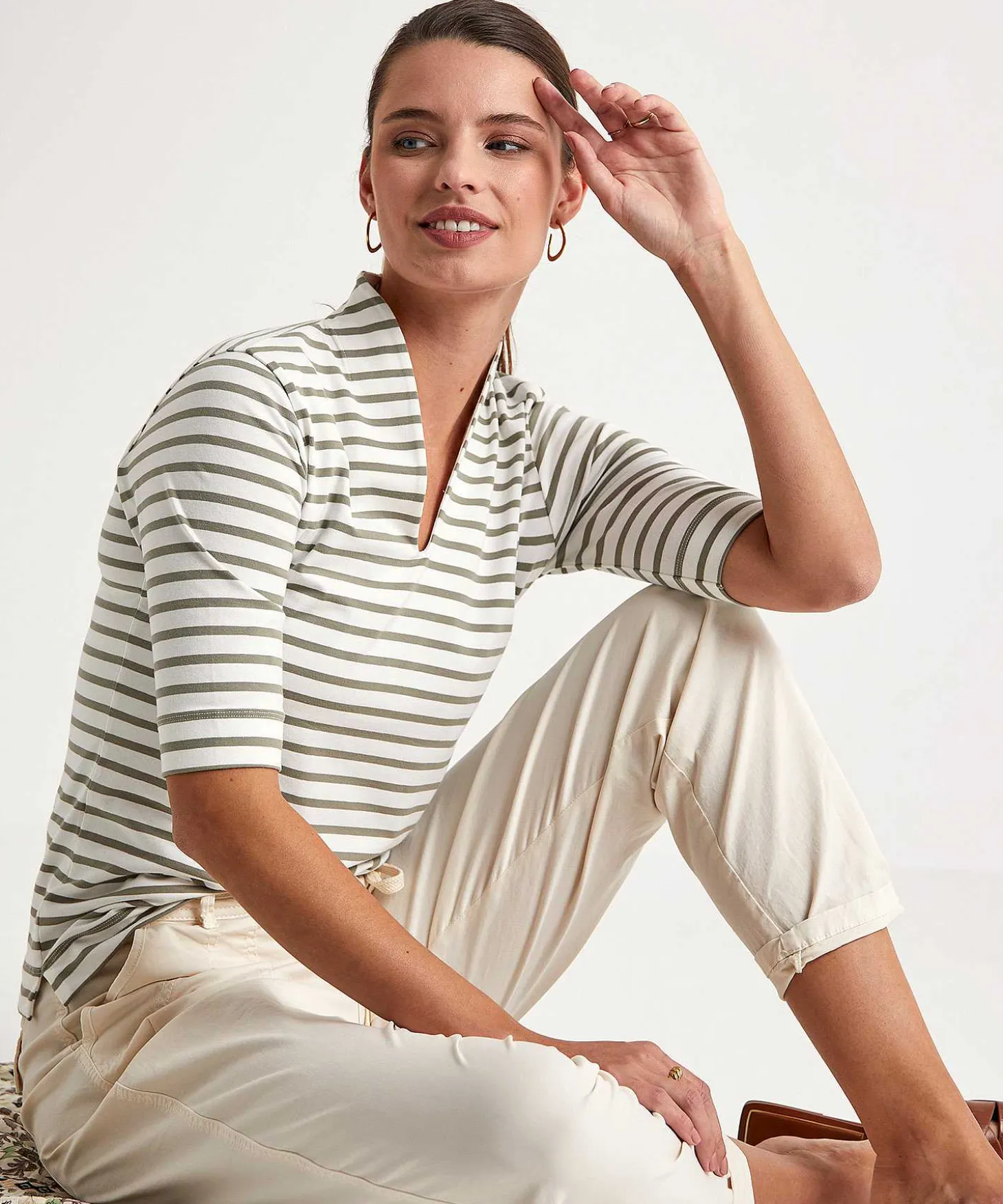 Tulpshirt Korte Mouw Bretonse Streep