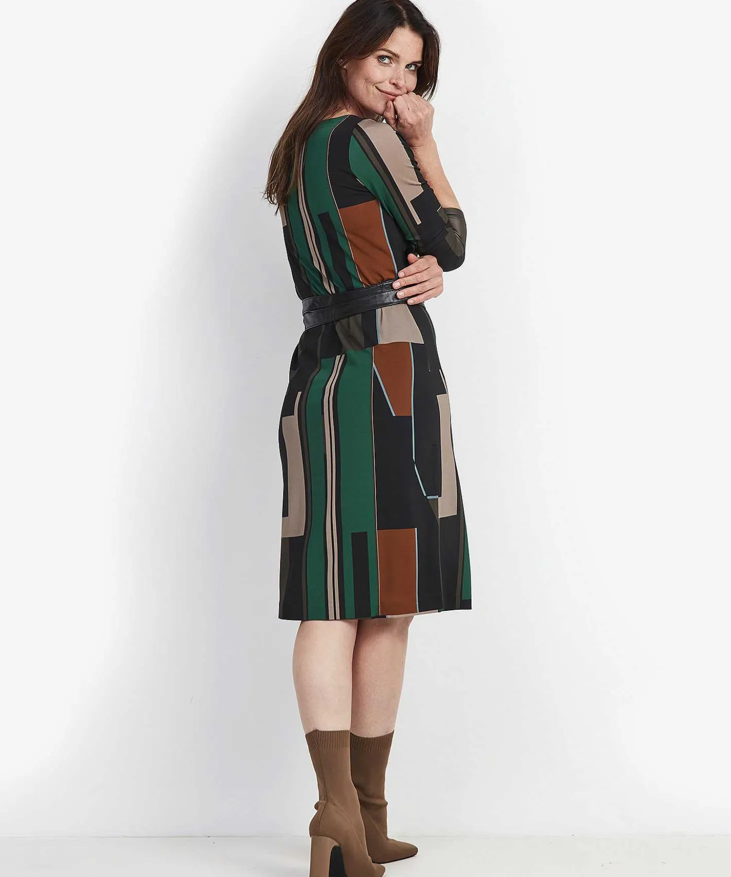 Ana Alcazar Jurk Blokprint Riem