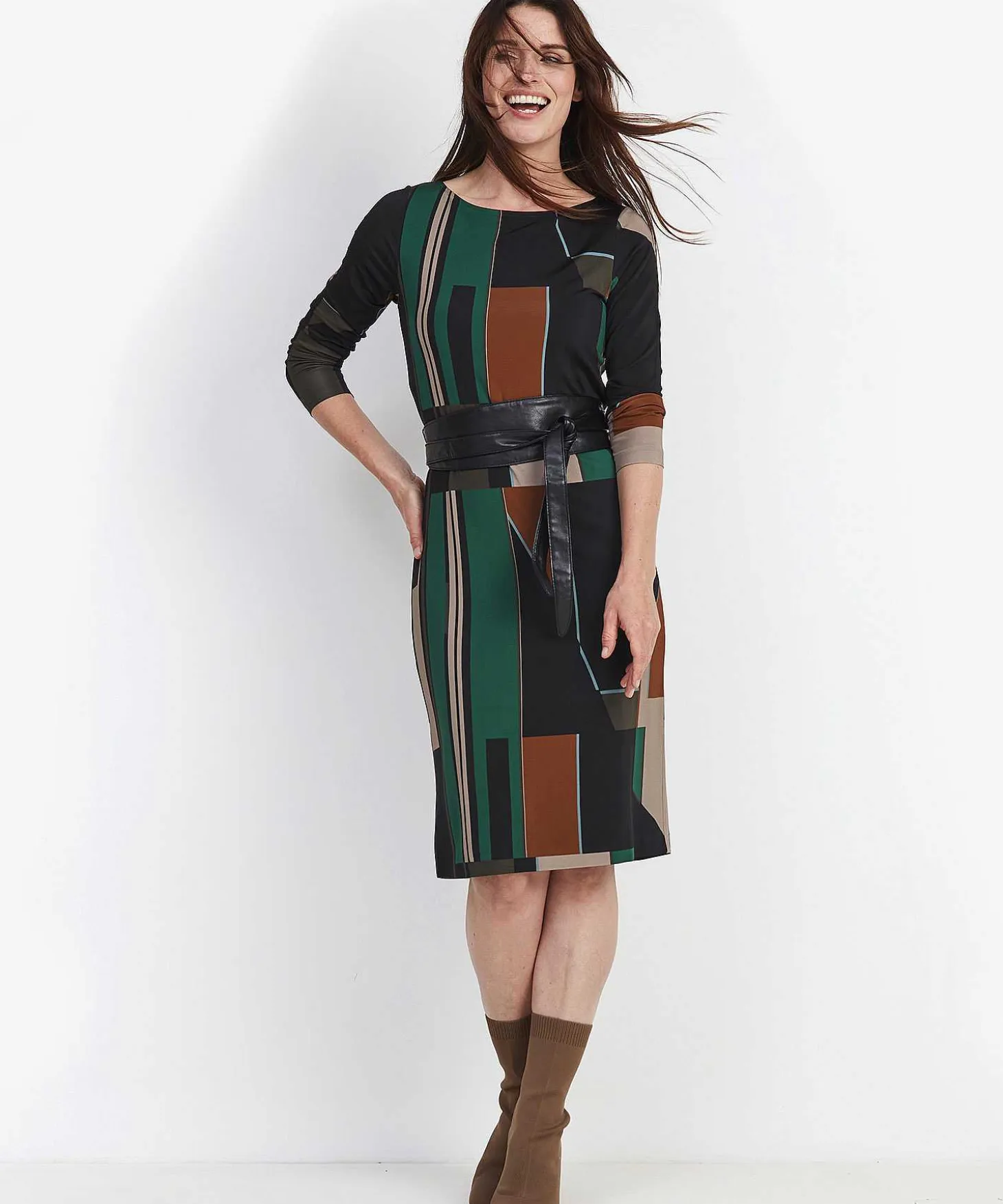 Ana Alcazar Jurk Blokprint Riem