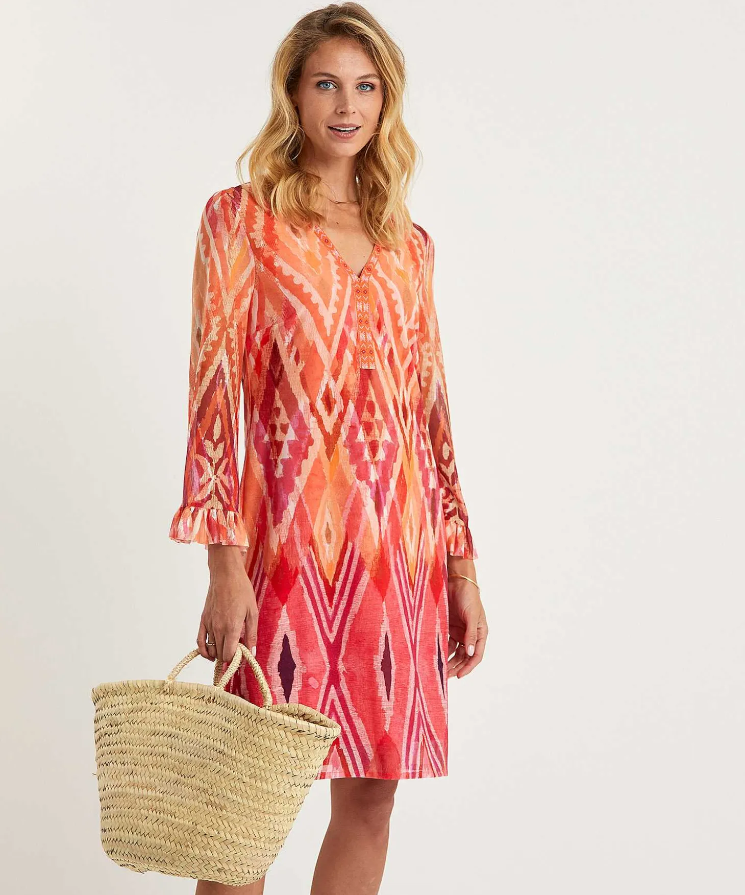 Ana Alcazar Mesh Jurk Ikatprint Kraaltjes