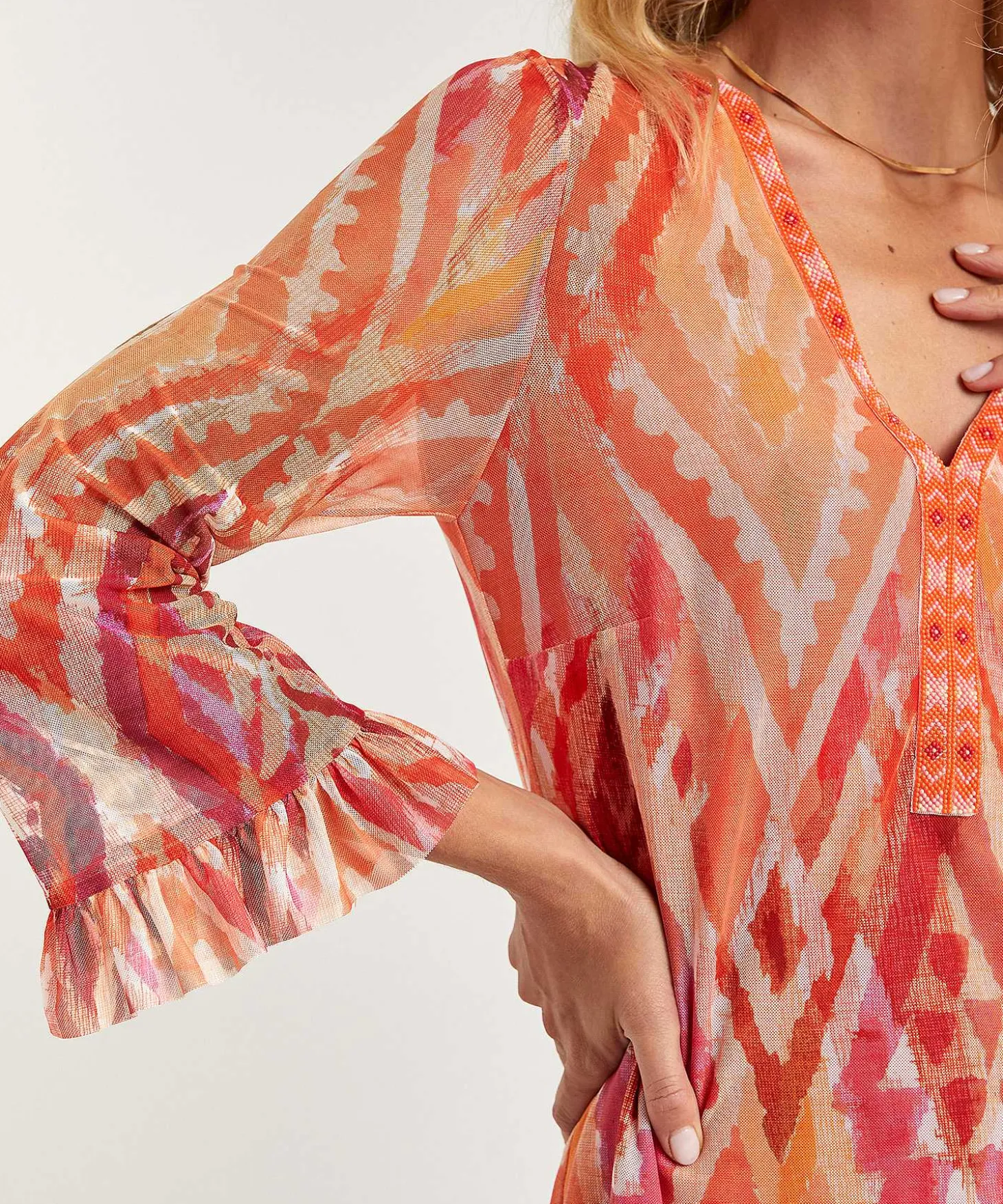 Ana Alcazar Mesh Jurk Ikatprint Kraaltjes