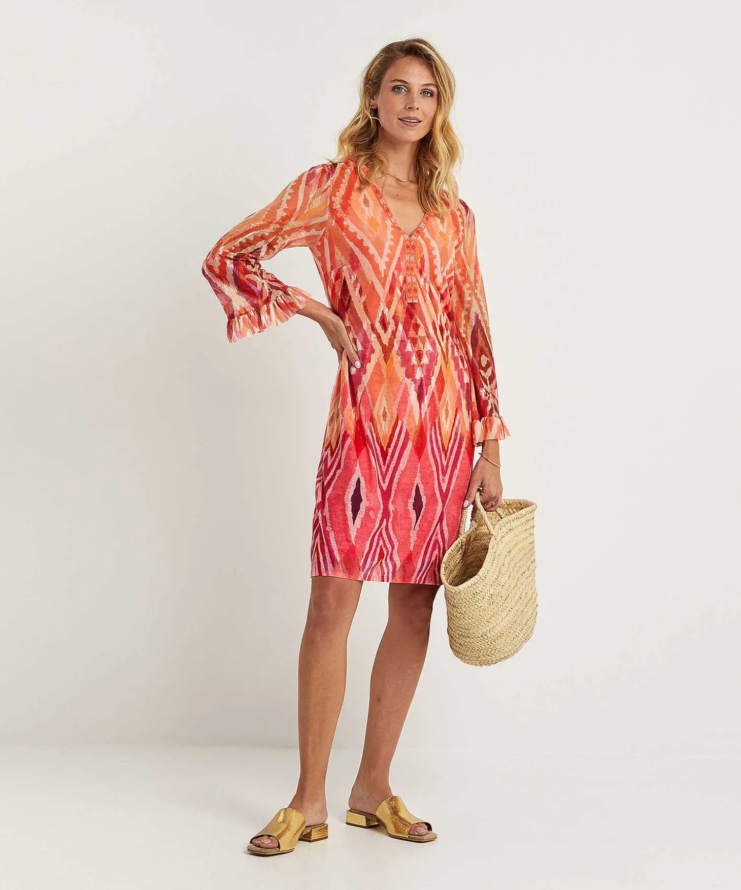 Ana Alcazar Mesh Jurk Ikatprint Kraaltjes