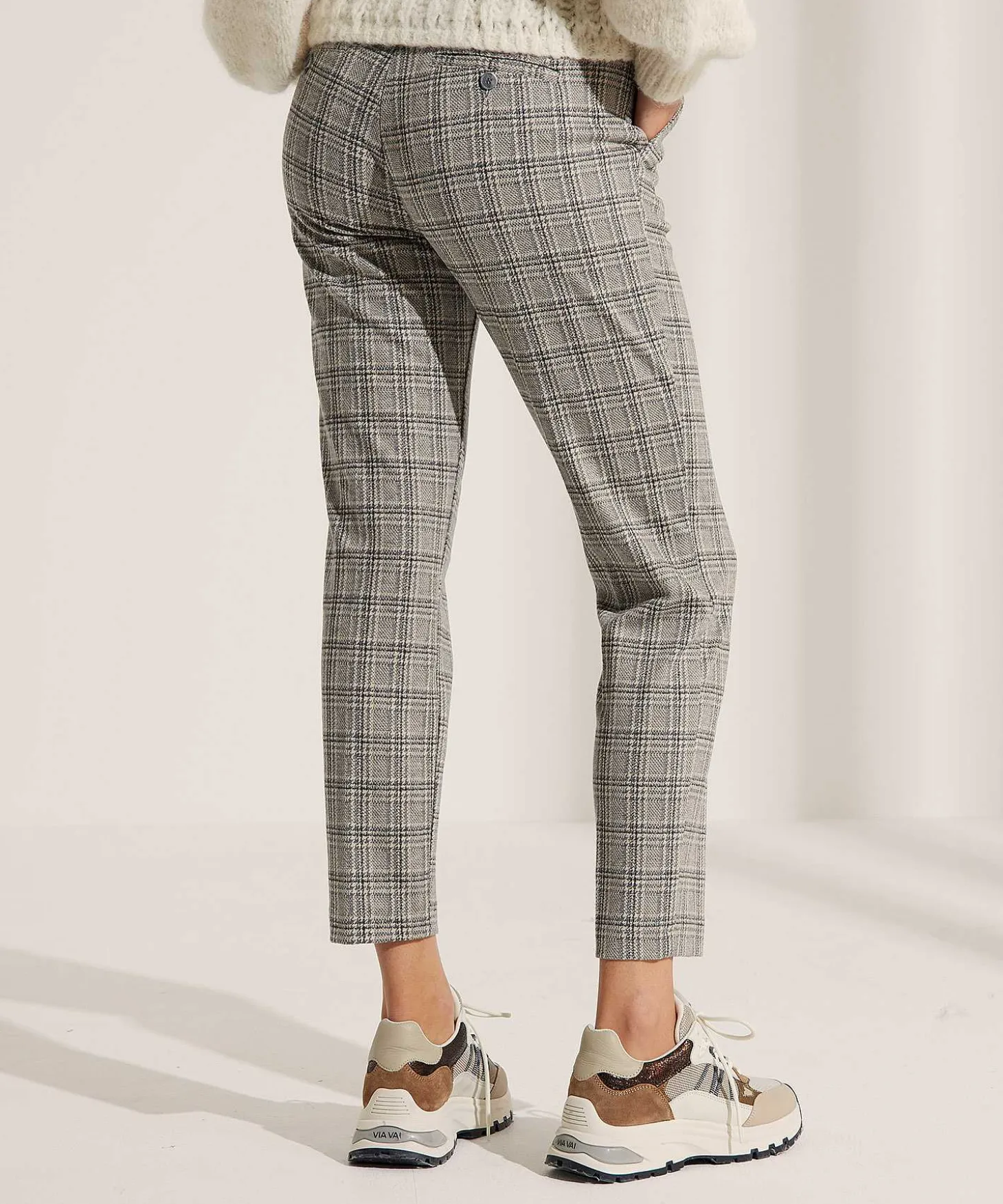 Brax Broek Winter Jersey Met Ruit Maron S