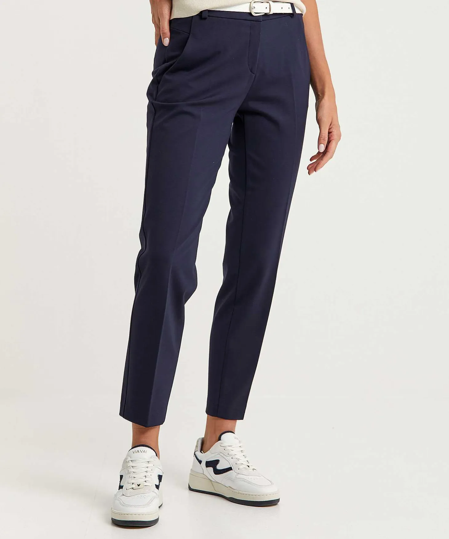 Brax Cropped Jersey Chino Maron
