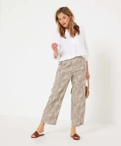 Brax Linnenmix Cropped Broek Bladprint Maine