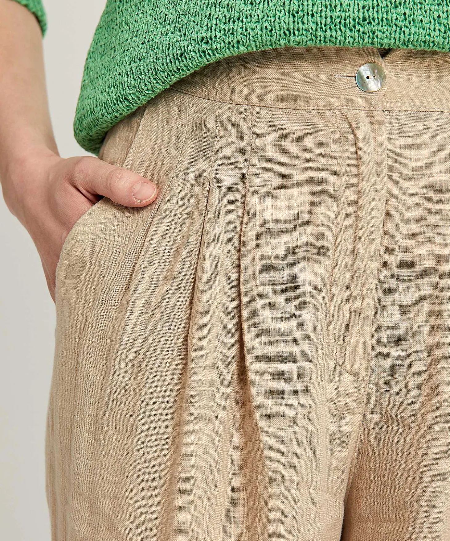 By-Bar Linnen Wide Leg Broek Eli