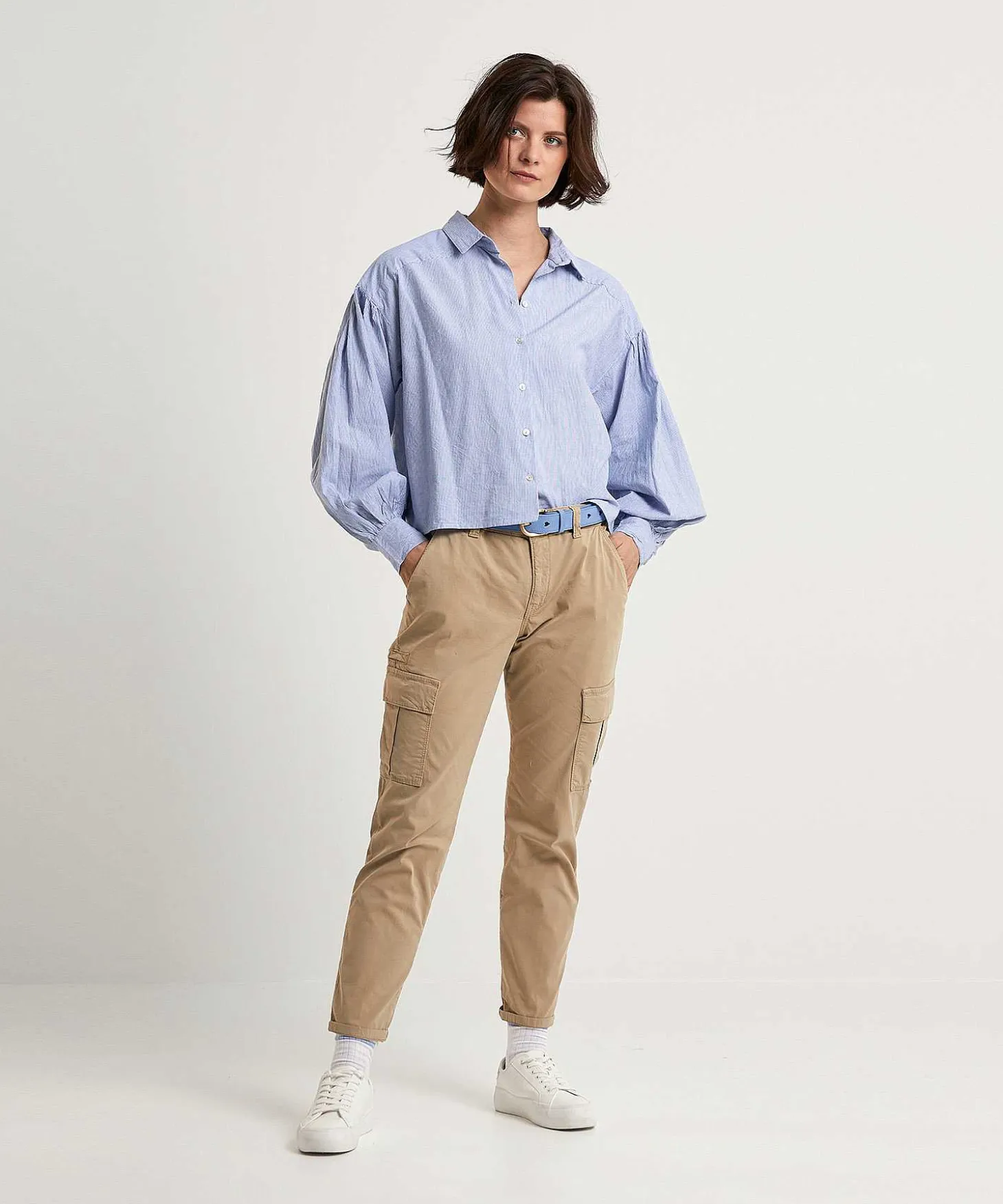 By-Bar Oversized Korte Blouse Pinstripe Sarah