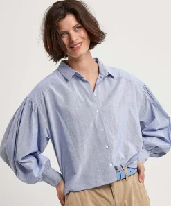 By-Bar Oversized Korte Blouse Pinstripe Sarah