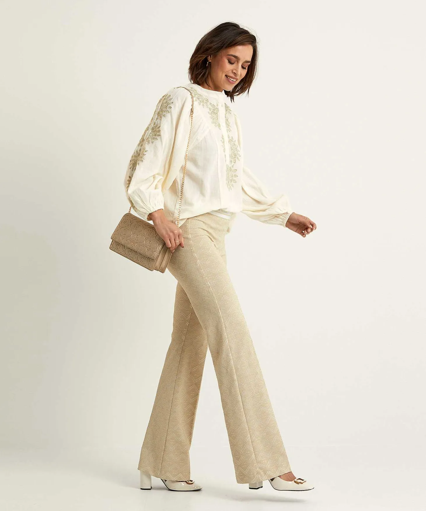Cambio Flared Broek Kant Lurex Francis