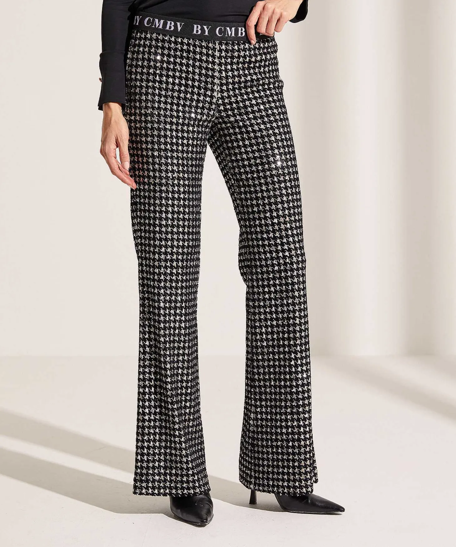 Cambio Flared Broek Pied-De-Poule Pailletten Francis