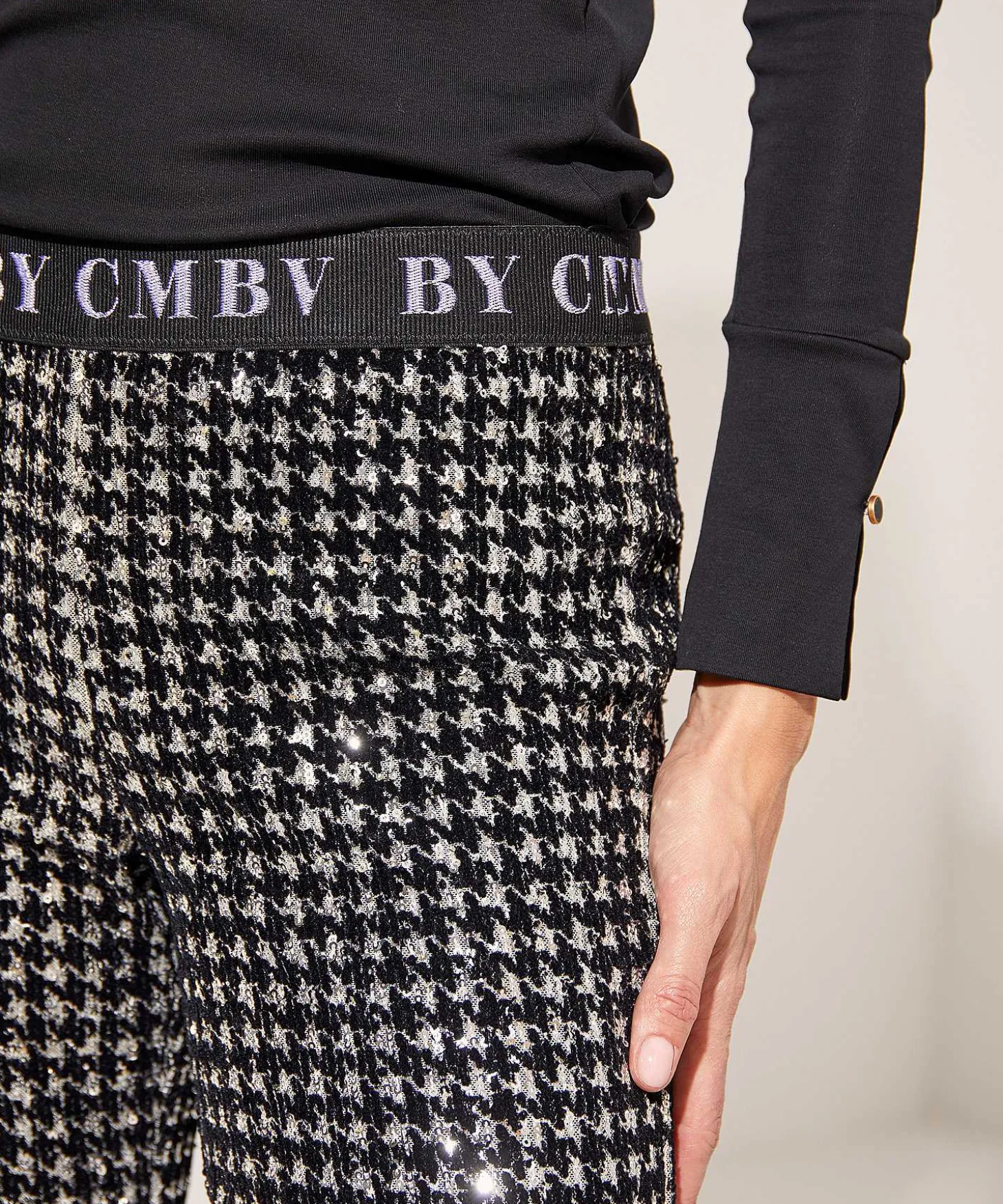 Cambio Flared Broek Pied-De-Poule Pailletten Francis