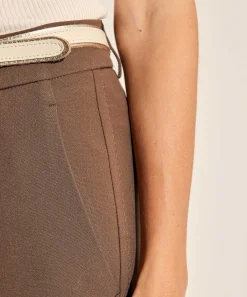 Cambio Flared Pantalon Pintucks Fawn