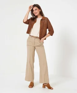 Cambio Wide Leg Broek Linnenmix Amelie