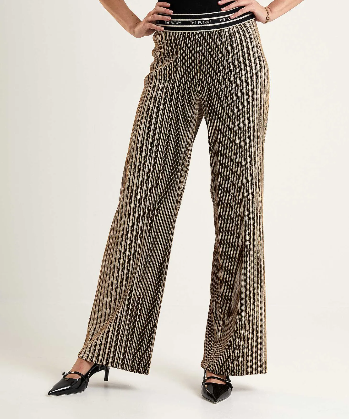 Cambio Wide Leg Broek Met Lurex Allison