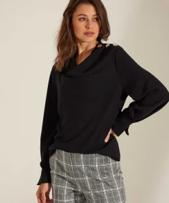 Caroline Biss Blouse Watervalhals Knopen