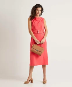Caroline Biss Mouwloze Jurk Watervalhals