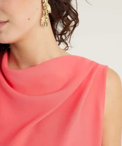 Caroline Biss Mouwloze Jurk Watervalhals
