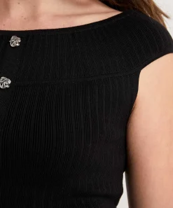 Caroline Biss Off-Shoulder Top Met Knopen