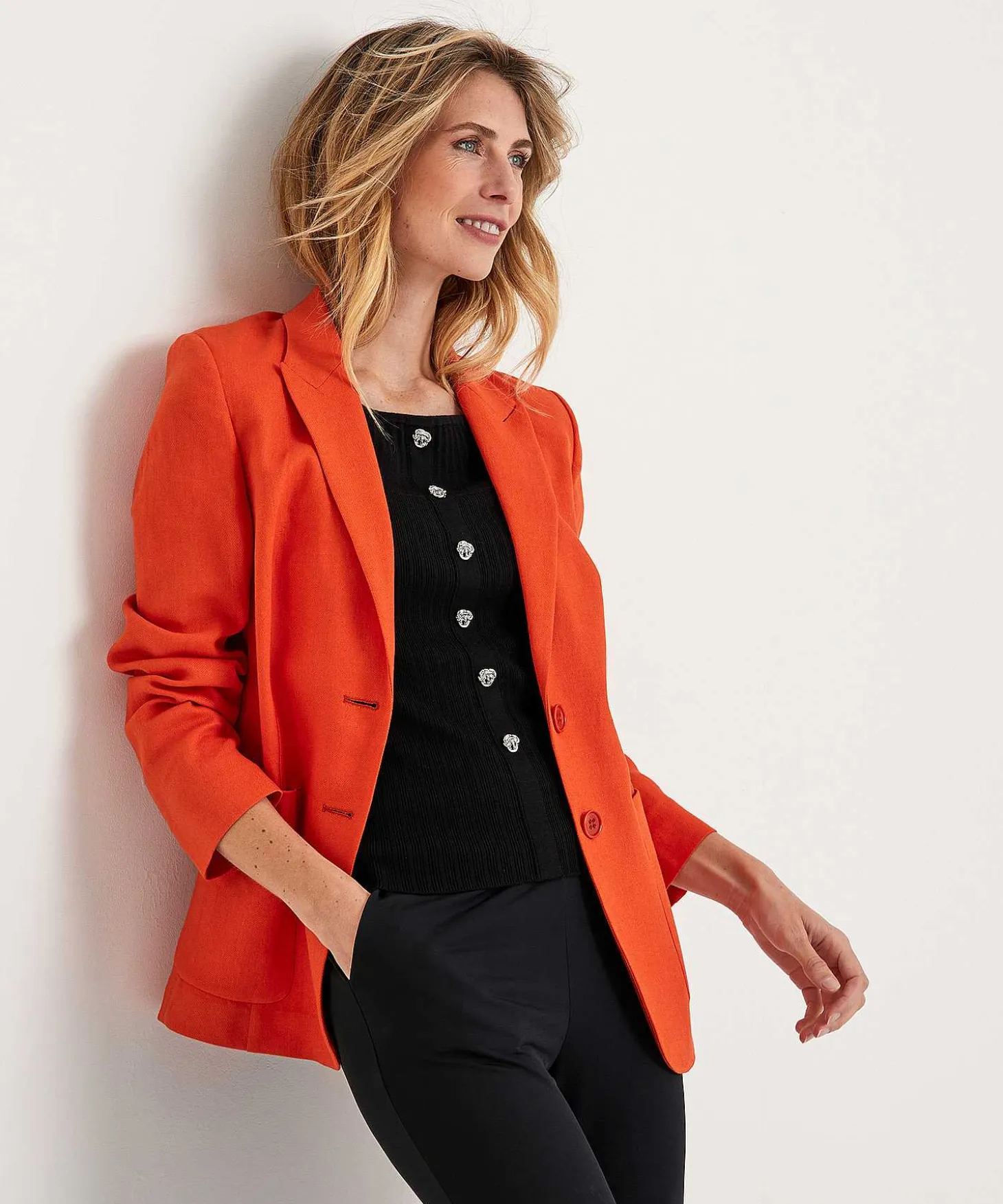 Caroline Biss Off-Shoulder Top Met Knopen