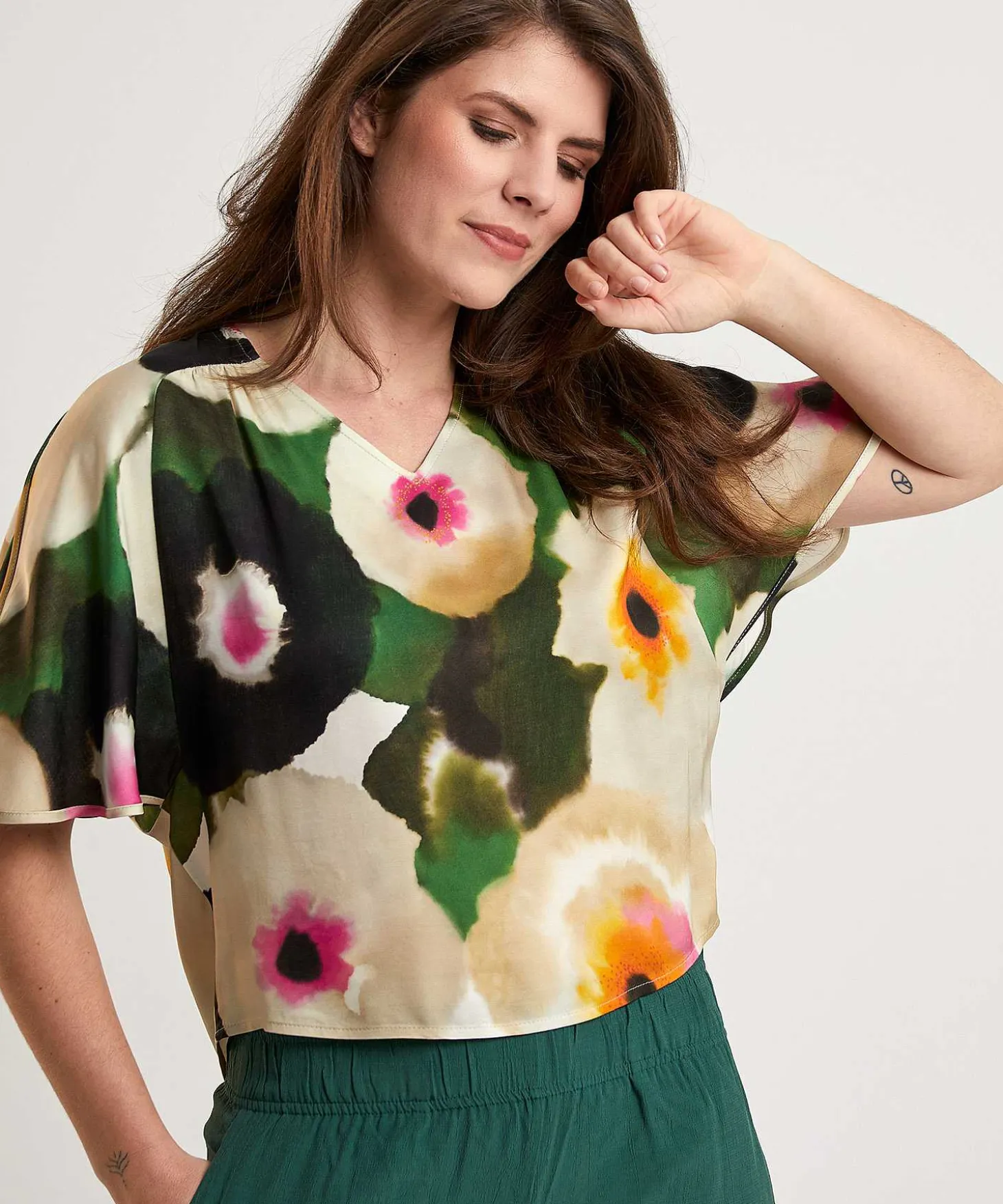 Caroline Biss Silky Blouse Fancy Flower
