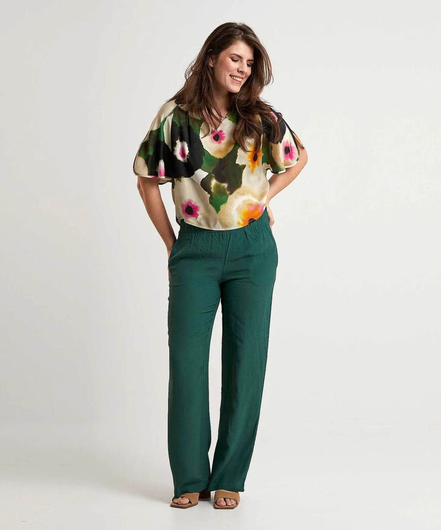 Caroline Biss Silky Blouse Fancy Flower