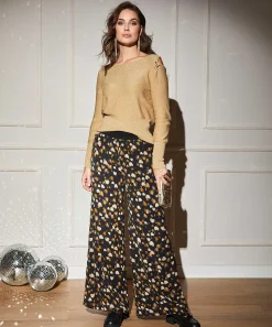 Caroline Biss Wide Leg Broek Hartjes Lurex