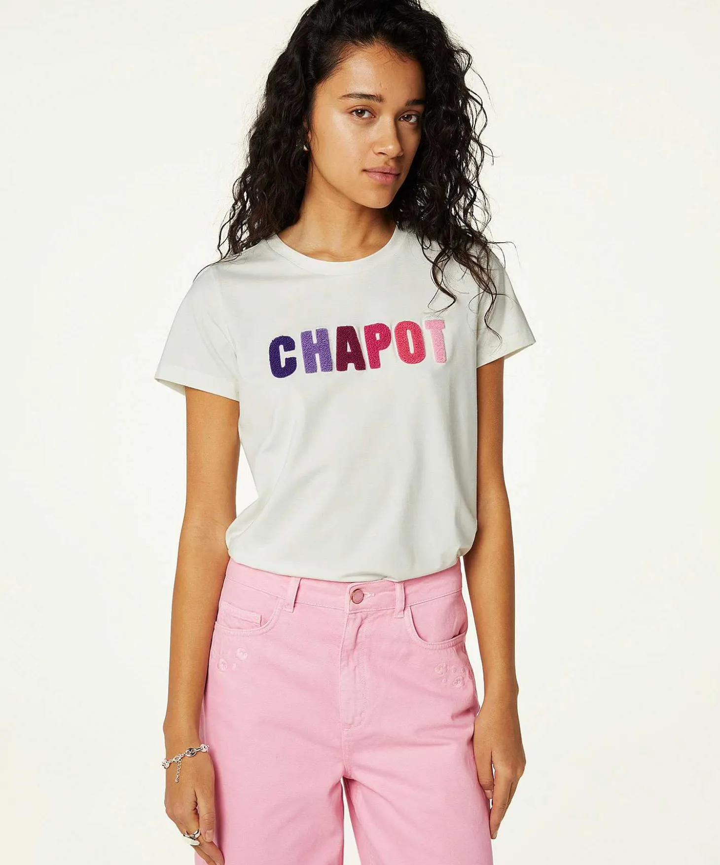 Fabienne Chapot T-Shirt Opgestikte Letters Terry