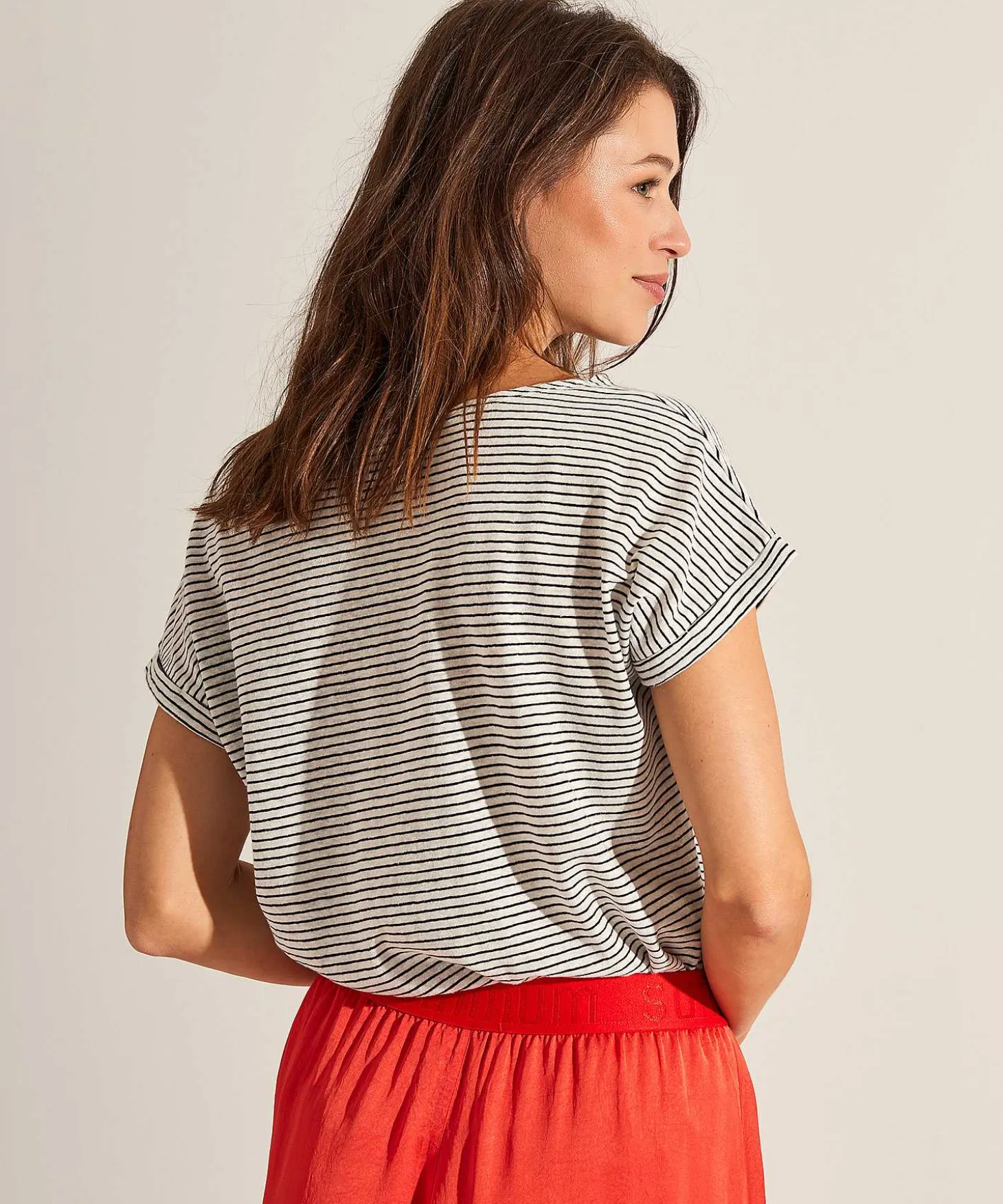 Giulia E Tu Boothals Shirt Fijn Streepje