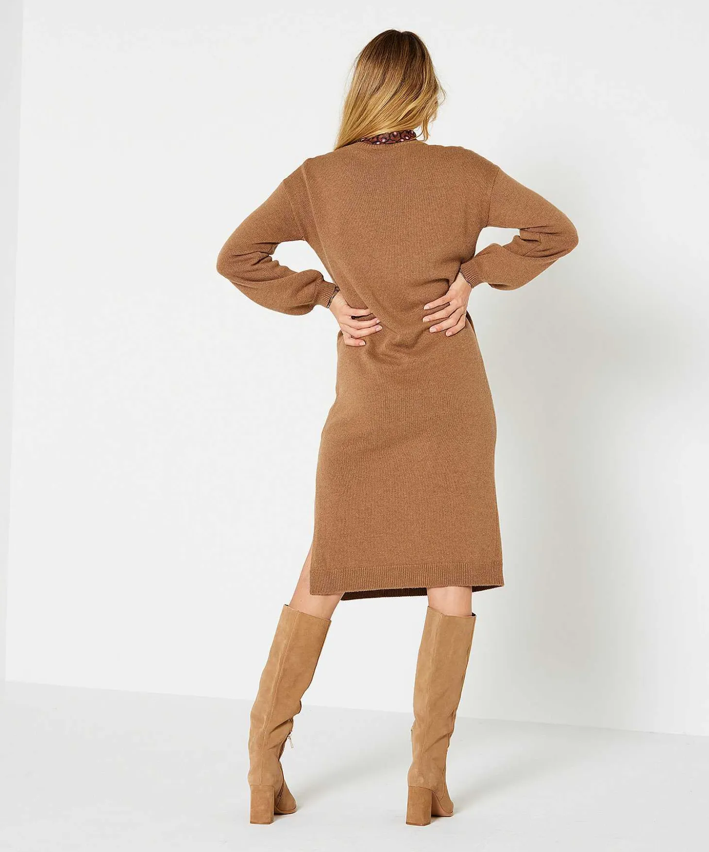 Giulia E Tu Jurk Ballonmouw Wol/Cashmere