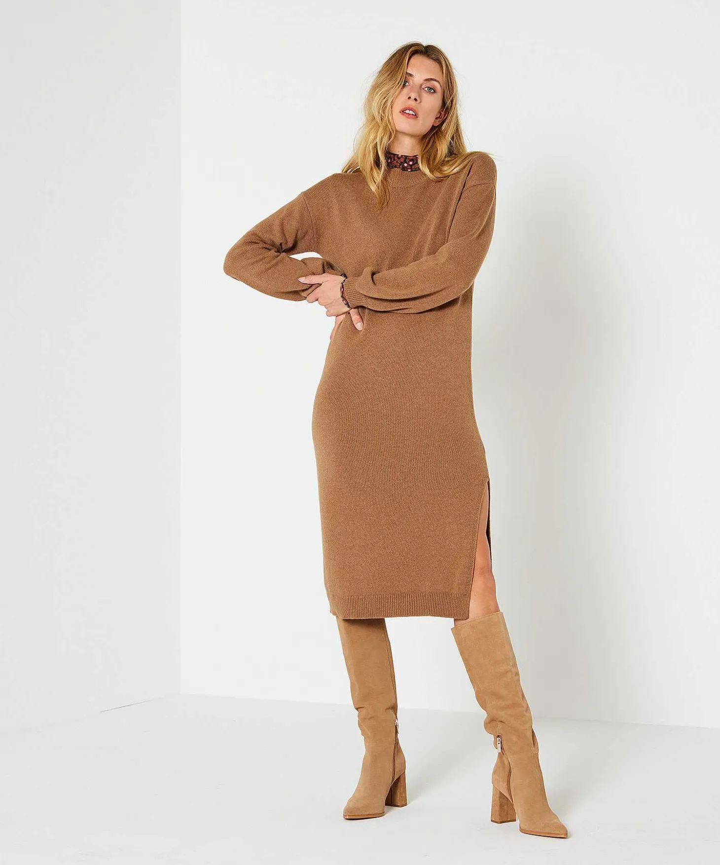Giulia E Tu Jurk Ballonmouw Wol/Cashmere
