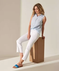 Giulia E Tu Mouwloze Blouse Linnen Streepje
