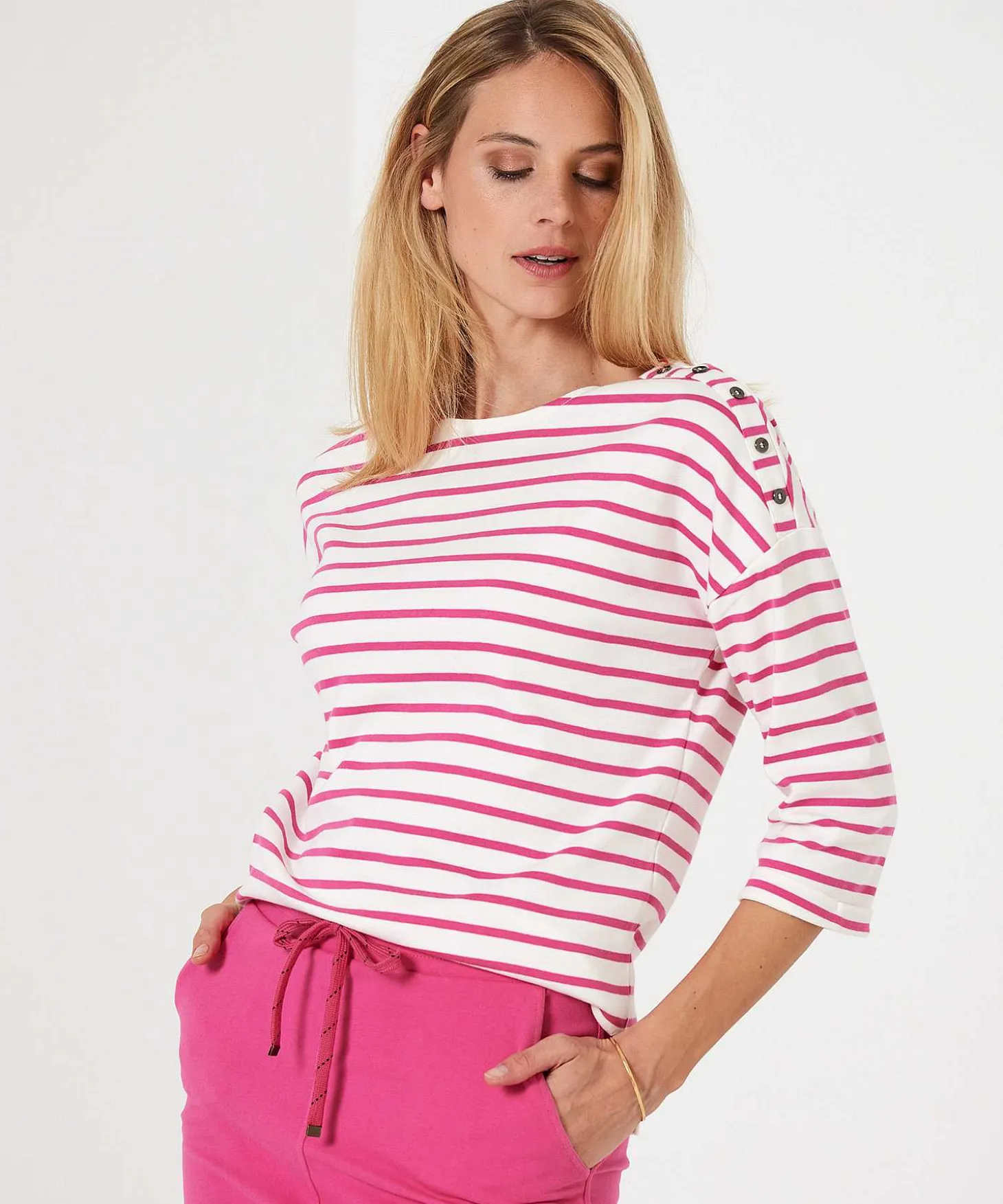 Giulia E Tu Shirt Bretonse Streep Knoopjes