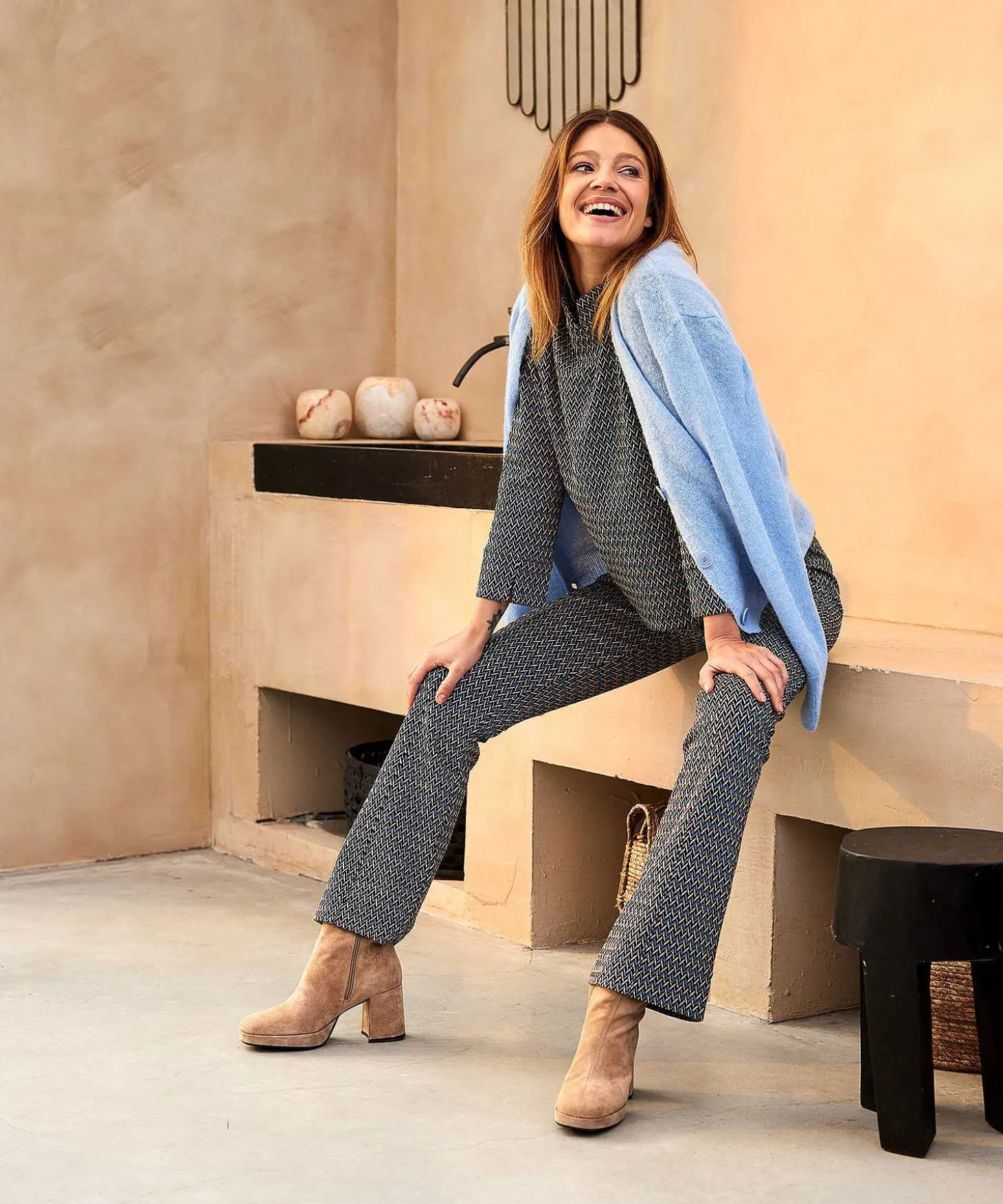 Giulia E Tu Top Visgraat Jacquard