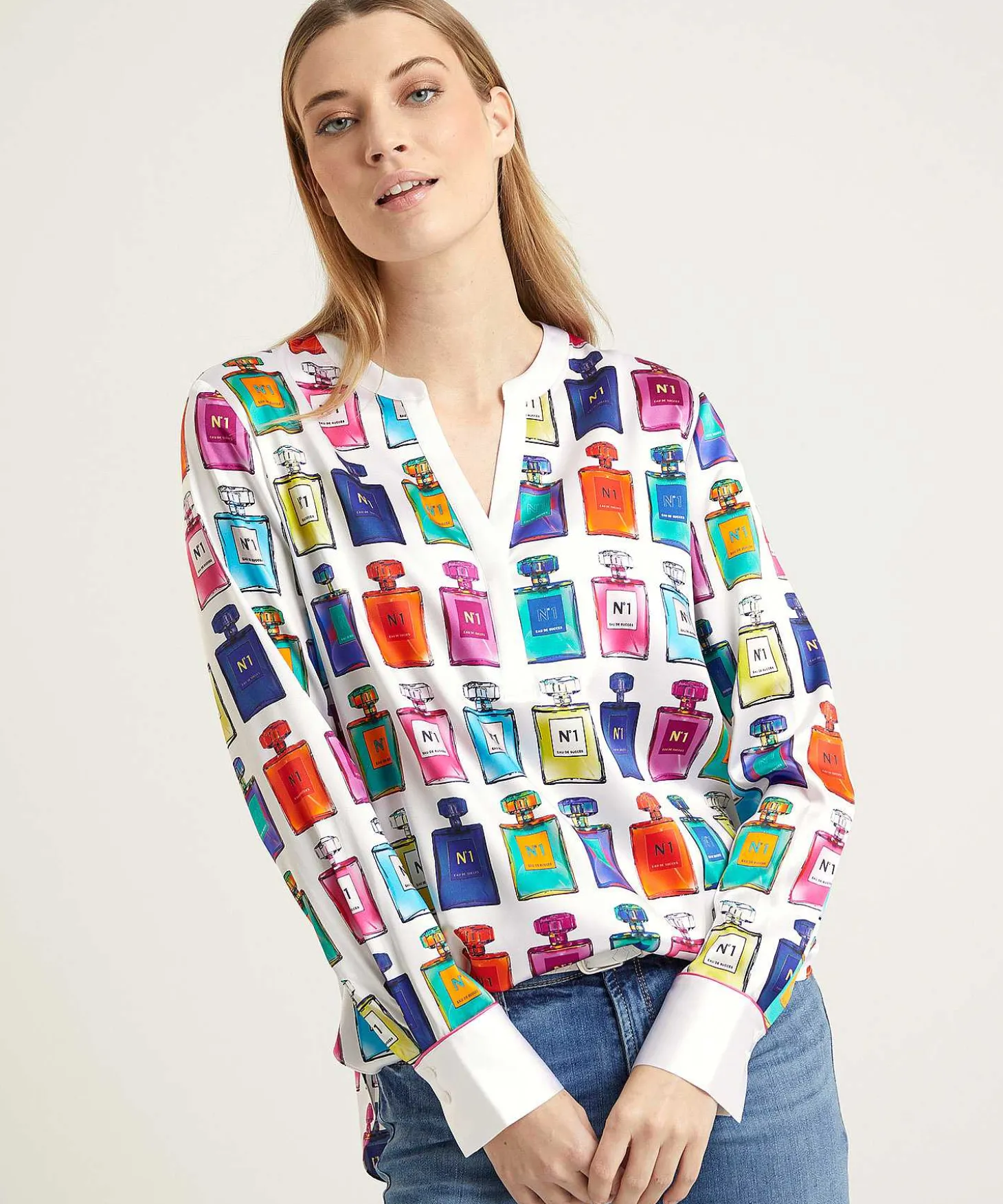Herzen's Angelegenheit Blouse Zijde Parfum Print